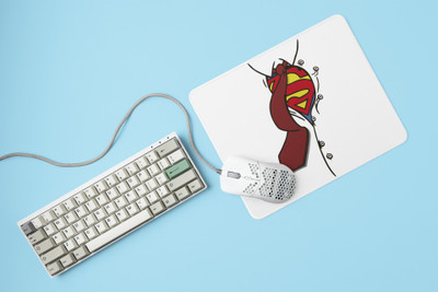 Rushaan Superman with tie - Printed animated Mousepad for animation lovers Non Slip Base Mousepad(White)