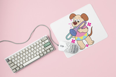Rushaan Cute Puppy Illustration -printed Mousepads for pet lovers Mousepad(White)