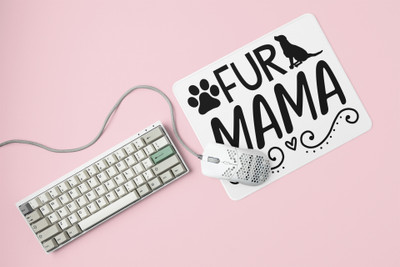 Rushaan Fur Mama text in black-printed Mousepads for pet lovers Non Slip Base Mousepad(White)