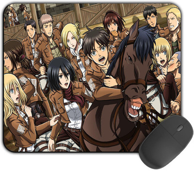 Kirmada Printed Designer Mouse Pad Eren All Team Mamber Attack On Titan Non Slip Base Mousepad(Multicolor)