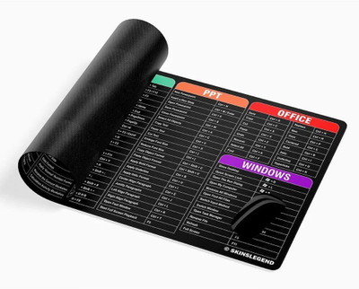 SIDGO English Shortcut Keys Desk pad Large Computer Mouse Mat Mousepad (Black Mousepad(Black)