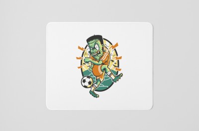 Rushaan Green Man Playing Football -horror themed printed white gaming mousepad Mousepad(White)