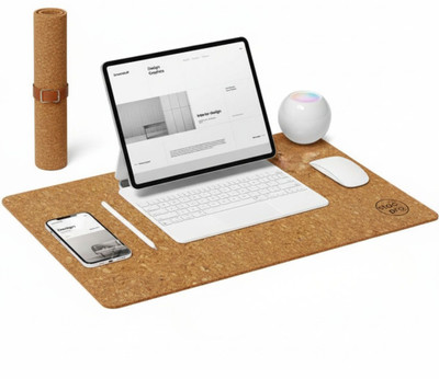 Stacpro Cork Desktop Pad for Work, Study & Laptop Use Non Slip Base Dual Sided Mousepad(Tan)