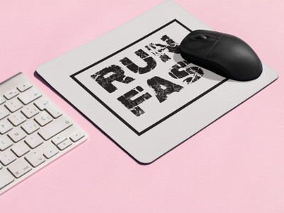 Rushaan Run Fast Text In Black - Printed Mousepads Non Slip Base Mousepad(White)
