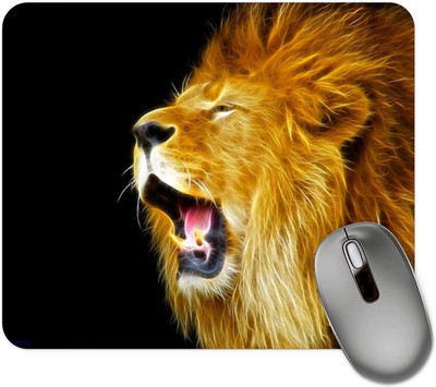 dk printing LION Open Mouth Printed Mouse Pad, NoN Sleep Base Mousepad(Black)