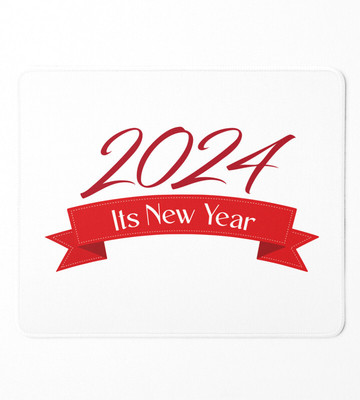 HopOffer Welcome 2024,Graphics Printed Mousepad On New Year Non Slip Base Mousepad(White)