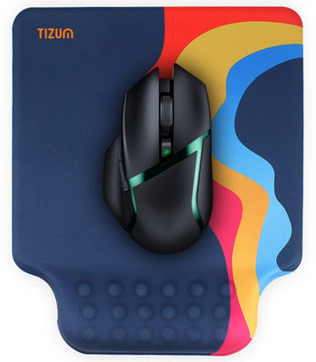 Tizum Memory Foam Mouse Pad with Gel Wrist Support Ergonomic & Pain Relief Design Non Slip Base Mousepad(Blue)