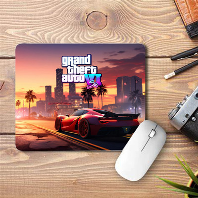 pixel hub GTA VI Printed Mouse Pad, Non-Slip Base, Smooth Surface, 3mm Thick, 9*7.5 inches Non Slip Base Mousepad(Multicolor)