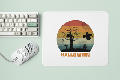 Special Trend Hub Halloween (text illustration graphic) printed white gaming mousepad Non Slip Base Mousepad(White)