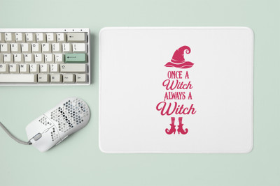 Rushaan Once A Witch Always A Witch (Pink Text)Halloween Theme Mousepads Mousepad(White)