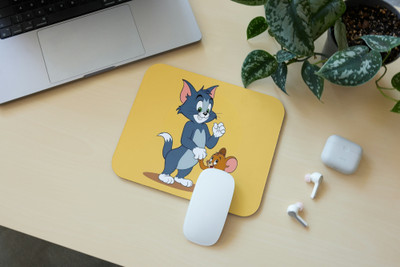 Zipcartz Tom and Jerry Fun Cartoon Design Mousepad for PC,Gamers,Students & Professionals Non Slip Base Mousepad(Yellow)