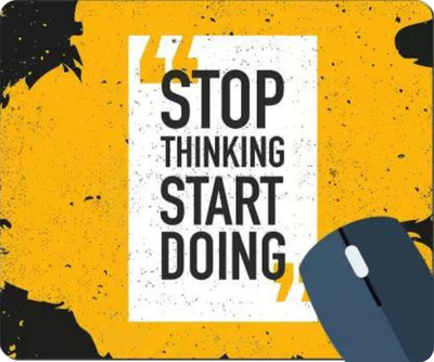 VORTEXPRINT Non-Slip Never Give Up Motivational Quotes Printed Mouse Pad for Gaming Computer Non Slip Base Mousepad(Yellow, White)