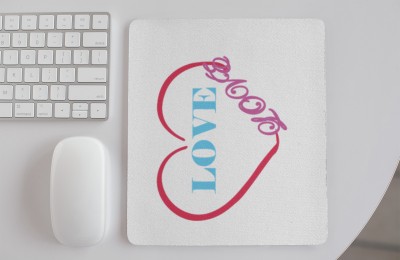 Rushaan Love( Text in Sky Blue )-Printed Mousepads Mousepad(White)