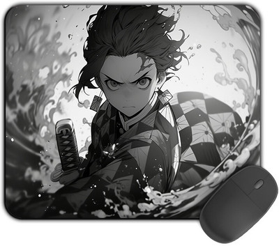 Kirmada Printed Designer Mouse Pad B&W Tanjiro Non-Slip Demon Slayer Non Slip Base Mousepad(Multicolor)