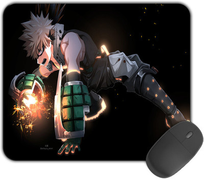 Kirmada Printed Design Mouse Pad Black Bakugo Non-Slip My Hero Acadamia Non Slip Base Mousepad(Multicolor)