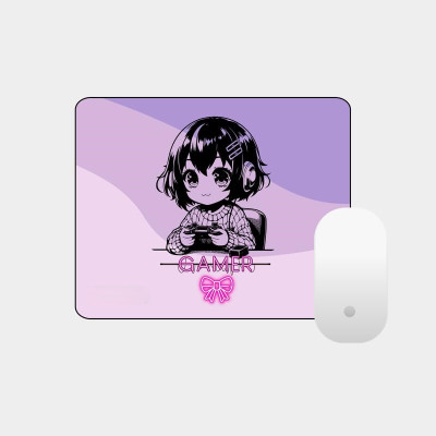 Volxo Cute Little Girl Playing Game mouse Pad - Printed Mousepad Non Slip Base Dual Sided Mousepad(Multicolor)