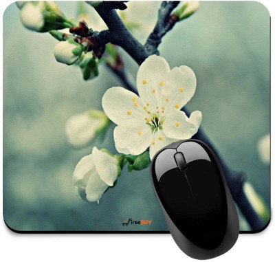 FirseBUY White Floral Printed Mousepad(Multicolor)