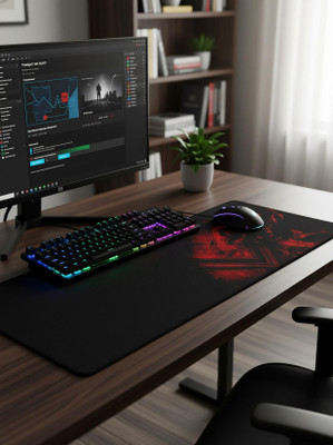SPIN CART Big Gaming Mouse Pad with Waterproof Desk Mat for Desktop, Laptop, Keyboard Mousepad(Black)