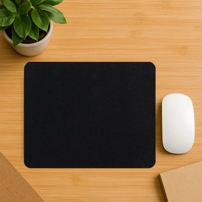 Mj trades Plain Black Mousepad Non Slip Base Mousepad(Black)