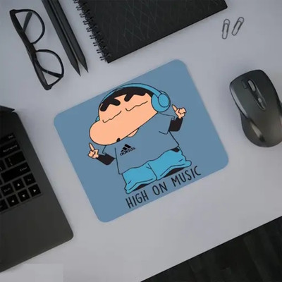 PrintingWold Shinchan High On Music Non Slip Base Mousepad(Multicolor)