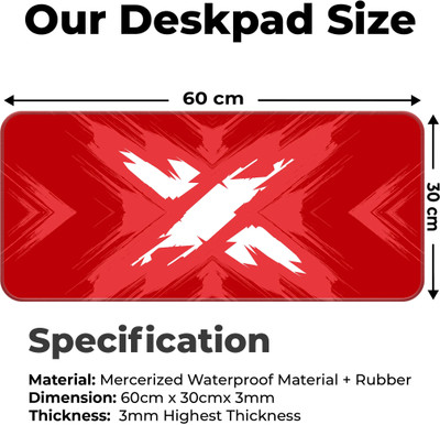 Trading Mantras Ex Game Large Extended Mouse Pad - Non-Slip, 3mm Thick, 60x30cm, for Office Mousepad(Red)
