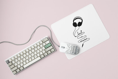 Rushaan Lost In Music Printed Mousepads For Music Lovers Non Slip Base Mousepad(White)