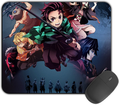 Kirmada Printed Designer Mouse Pad Tanjiro Gang Non-Slip Demon Slayer Non Slip Base Mousepad(Multicolor)