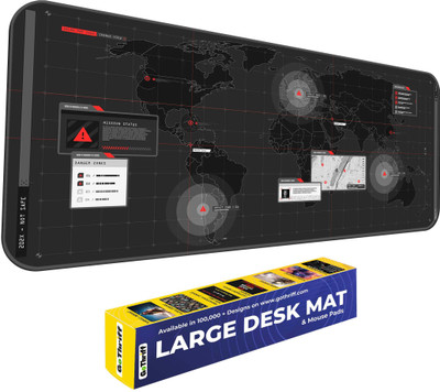 Trading Mantras Large World Map Mouse Pad, 3mm Thick, Non-Slip, 80x33cm - Ideal for Gaming Non Slip Base Mousepad(Black)