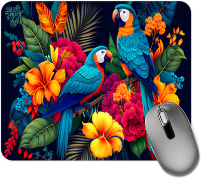 dk printing Multicolors Birds Printed Mouse Pad Non Slip Base Mousepad(Black)