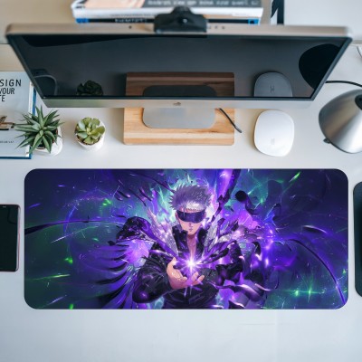 TheCommonCart Anime Desk Mat (60cm x 28cm x 3mm) Extended Mouse Pad, Desk Mat Mousepad(Gojo Magic Crystal)