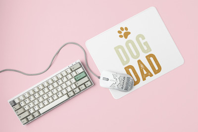 Rushaan Dog dad -printed Mousepads for pet lovers Non Slip Base Mousepad(White)