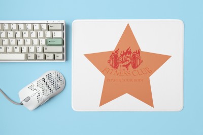 Rushaan Fitness Club, Power Your Body, (BG Star Orange) - Printed Mousepad Mousepad(White)