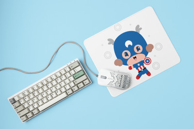 Rushaan Captain America - Printed animated Mousepad for animation lovers Mousepad(White)