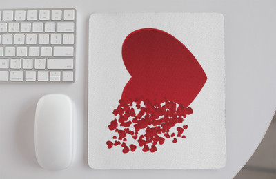 Rushaan Heart -Printed Mousepads Non Slip Base Mousepad(White)