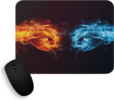 Gift Arcadia Fire & Ice fist Printed Non-Slip Rubber Base MousePad for Computer and Laptop Mousepad(Black)