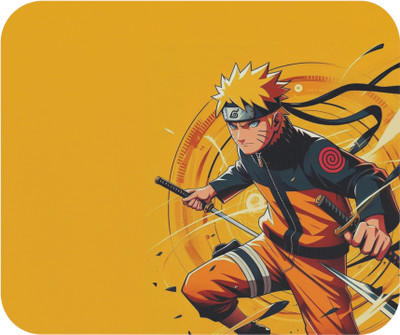 InkFusion Anime Printed Mousepad with Smooth Mouse Control Non Slip Base Mousepad(Yellow)