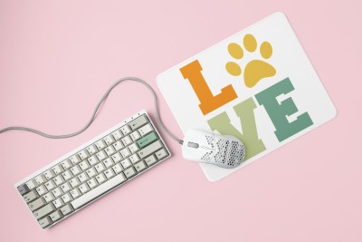 Rushaan Love Colourfull Text -printed Mousepads for pet lovers Mousepad(White)