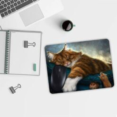 selfiegiftoo Lion Hub Sleeping Mouse Pad Non Slip Base Mousepad(Multicolor)