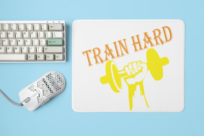 Rushaan Train Hard,(BG Yellow and Orange) - Printed Mousepad Non Slip Base Mousepad(White)