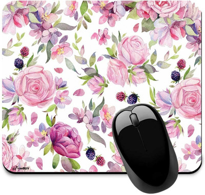 FirseBUY Pretty flower Pattern Printed Non-Slip Rubber Base Mousepad for Laptop, Computer Mousepad(Pink)