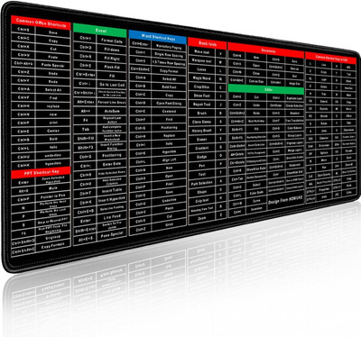 CozyCrest mouse pad with shortcut keys mouse pad extra large English Shortcut Key Pad Non Slip Base Mousepad(Black)