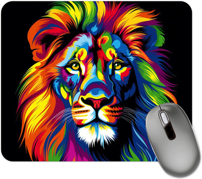 dk printing Lion Multicolor Printed Mouse Pad Non Slip Base Mousepad(Black)