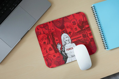 Zipcartz Power Chainsaw Man Manga Style Anime Mouse Pad for Laptop & PC | Non Slip Base Mousepad(Red)