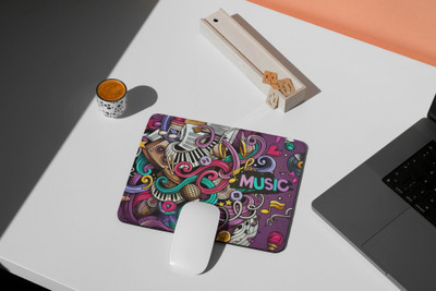 Zipcartz Doodles Music Pattern Mouse Pad for Laptop & PC | Non Slip Base Mousepad(Multicolor)