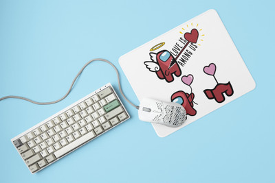 Rushaan Love is among us, 3 balloons - Printed animated Mousepad for animation lovers Non Slip Base Mousepad(White)