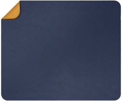 Aliens Reversible Dual-Color Vegan Leather Mouse Pad Stitched Edges(9.8x8.2 Inch) Non Slip Base Mousepad(Navy Blue&Yellow)