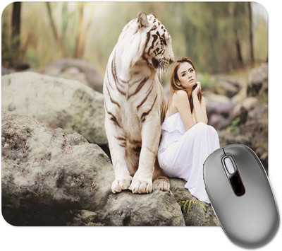 dk printing Tiger Lover Printed Mouse Pad Non Slip Base Mousepad(Black)