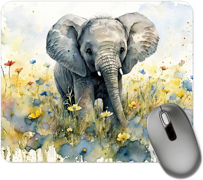 dk printing Happy Elephent Printed Mouse Pad Mousepad(Black)