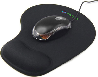 STRIFF Gel Wrist Support Mouse pad Gaming Mouse Pad with Lycra Cloth - Nonslip Mousepad(Black)