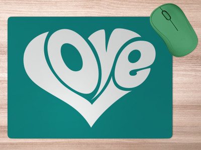 MobERA MEM34 - LOVE text in Heart Shape Non Slip Base Mousepad(Multicolor)